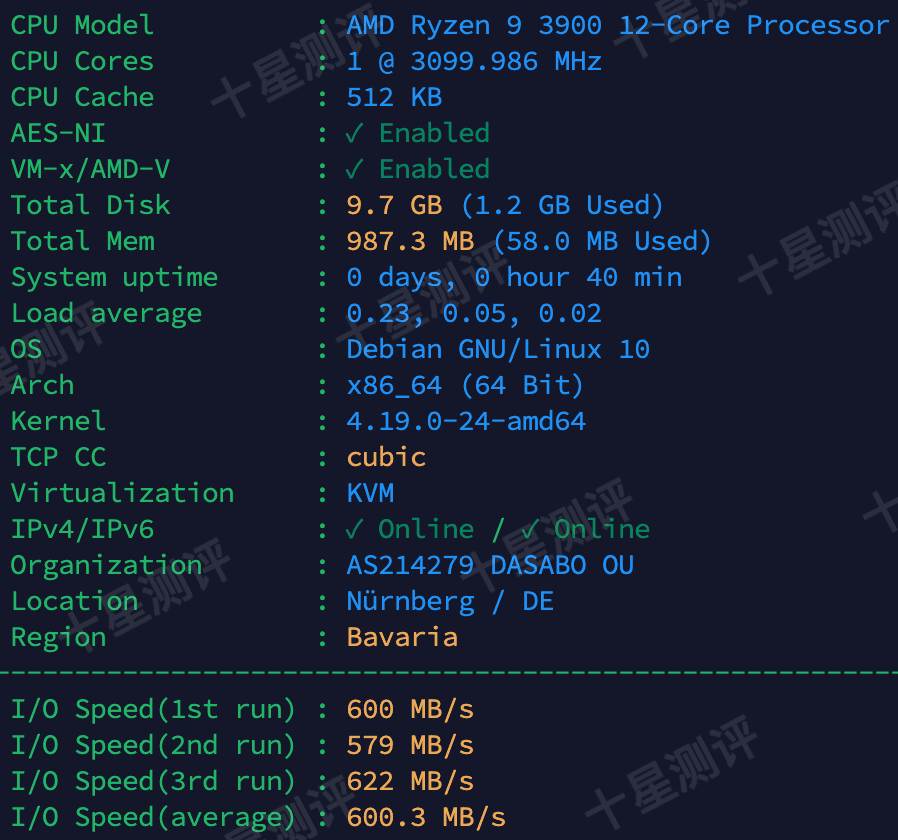 Dasabo德国纽伦堡VPS综合测评 2 2024111400214621460046