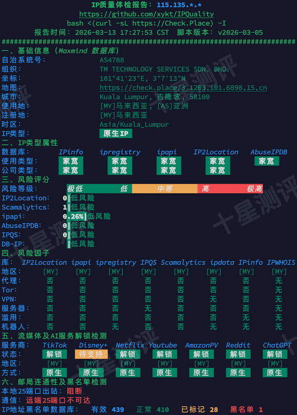 荫云Yin-Net|马来西亚原生IP双ISP家庭住宅VPS综合测评(AS4788 TM Tech / Telekom Malaysia) 3 2026031319450345031903