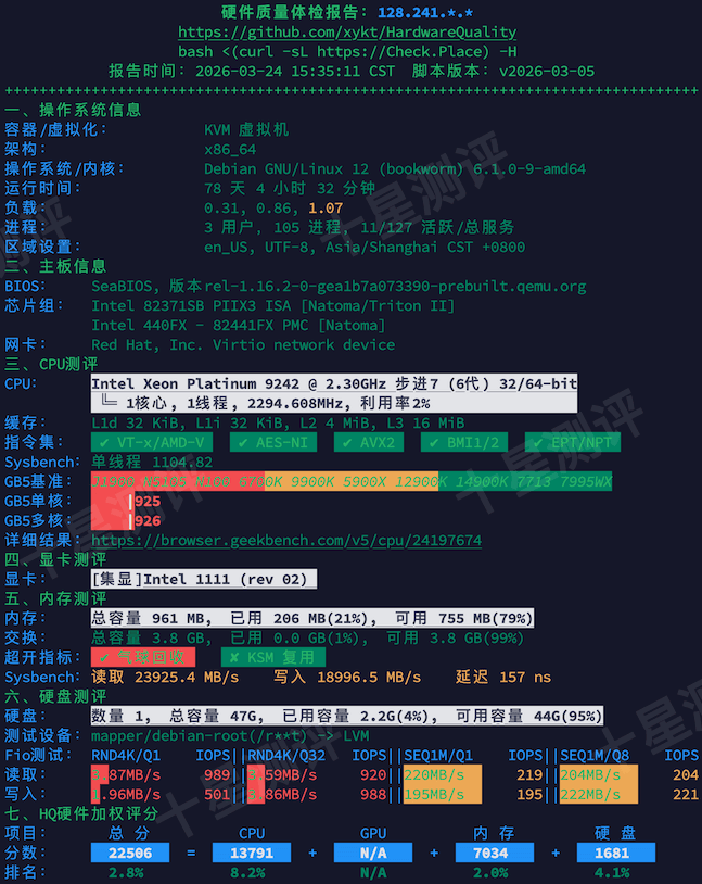 LightLayer|美国圣何塞SJ-VG04-L-A美国原生IP VPS综合测评 15 2026032420361236122012